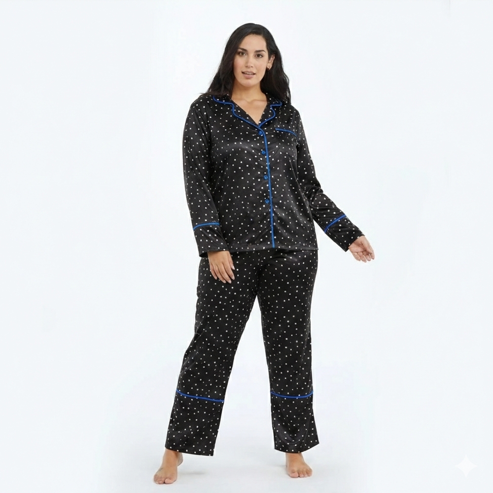 Summersalt The Cloud 9 Silky PJ Set Black & White Dot XL